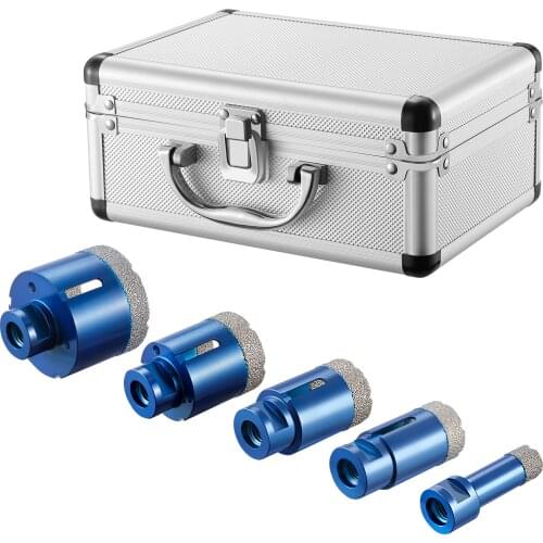 Diamond Hole Saw Kit 5-Piece 20, 35, 40, 50,68 mm x M14 X75mm length Diamond Drill Bits for Porcelain Tile Granite Marble Stone