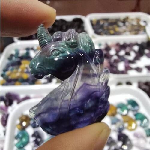 Natural Rainbow Fluorite unicorn Ornaments Quartz Mineral Modern Home Decoration