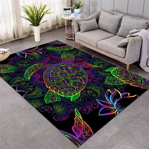 Newest Turtle Floor Mat Golden Tortoise Rectangular Carpets for Living Room Flowers Area Rug Fashion Carpets
