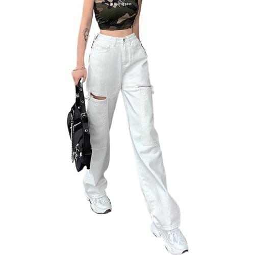 New European and American loose skinny high waist jeans for women