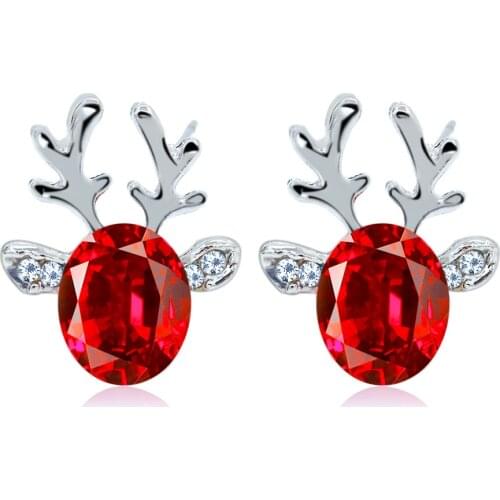 Wholesale Christmas Reindeer Ear Stud Crystal Gem Antlers Elegant Boutique Earrings Wholesale