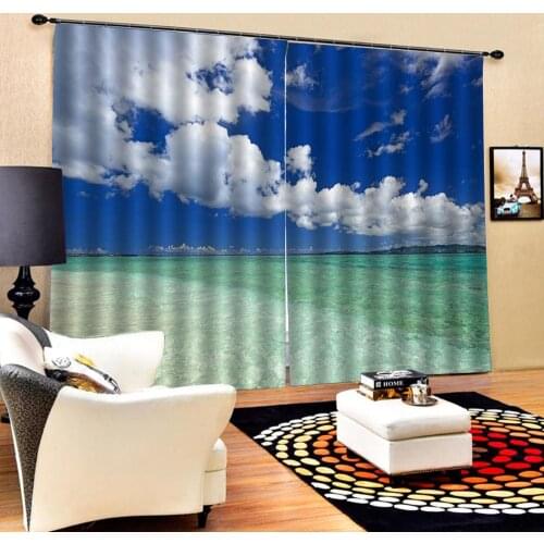 Beach landscape curtains for bedroom 3D Curtain Luxury Blackout Window Curtain Living Room