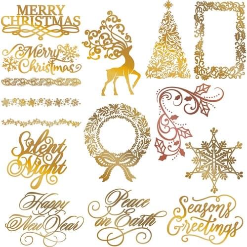 Merry Christmas Tree Reindeer Snowflake Vine Hot Foil Plate for Scrapbooking and Cards Making Hot Foil Craft 2019 NEW