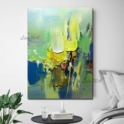 Hand-Painted Abstract Oil Painting In Green Tone New Arrival Large Lliving Room Wall Picture Unframed Modern Decoration Artwork