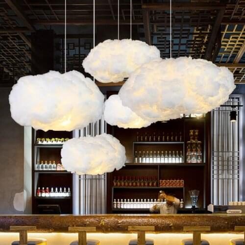 Artpad Pure White Floating Cloud LED Pendant Light Modern Nordic E27 Soft Silk Shopping Mall Hanglamp Bedroom Dinning Room Light