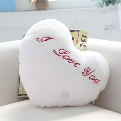 Glowing Luminous Cute Lovely Heart Stuffed Plush Toys I Love You Girls Girlfriend Children Baby Birthday Gift Toys Doll Pillow