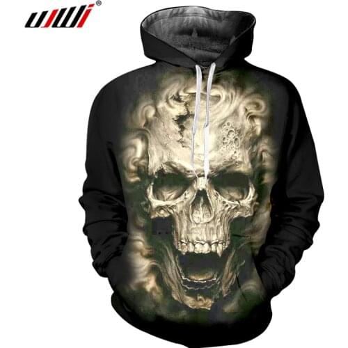 UJWI 3D Printed Skull Hoodies Men O-neck Long Sleeve Pullovers Hooodie Sweatshirt Tops Hipster Pullovers Hoody 6xl dropship