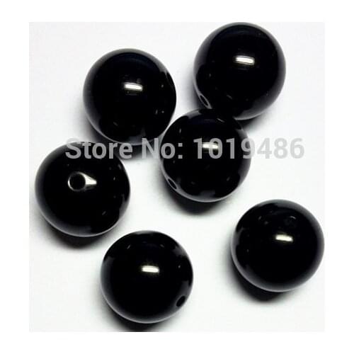 Choose size) 6mm/8mm/10mm/12mm/14mm/16mm/18mm/22mm/24mm/25mm black color Acrylic Solid Beads for Necklace Jewelry