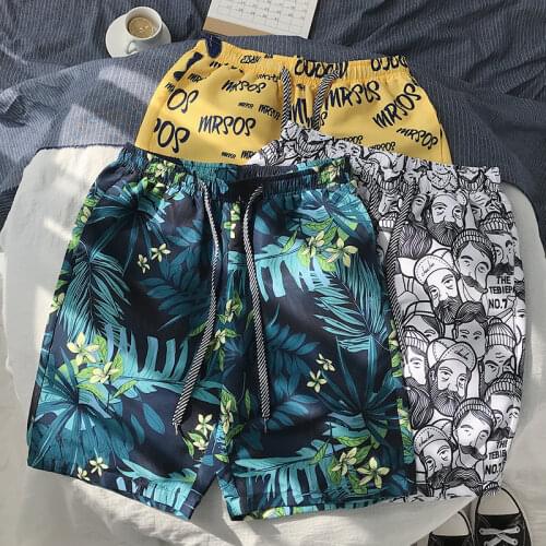 YASUGUOJI New 2019 Summer Casual Shorts Men Fashion Floral Print Mens Board Shorts Bathing Board Shorts Beach Shorts Men