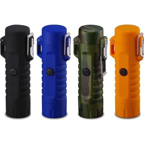 USB Rechargeable Dual Arc Lighter Camping Flashlight Electric Lighter Long-term sealing waterproof and windproof
