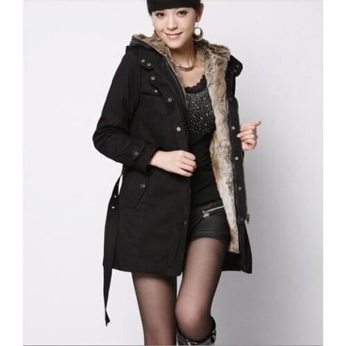 Spring and Winter upset womens wool liner trench outerwear medium-long slim wadded jacket overcoat Removable Lining