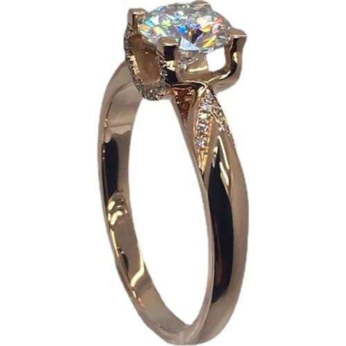 Classic Rose Gold 925 Sterling Silver Diamond Ring Women Luxury Engagement Wedding Trendy Cute Exquisite Elegant Jewelry Lovely