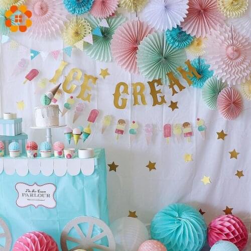 1PC Ice Cream Colorful Tissue Paper Lantern Honeycomb Ball Tissue Pompoms For Baby Shower Wedding Happy Birthday Decorations