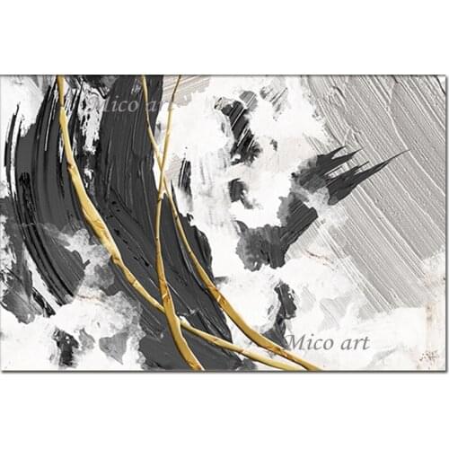 100% Hand-painted Abstract Black And White Design Oil Painting Canvas Art No Frame Canvas Wall Hangings Artwork As Showpieces