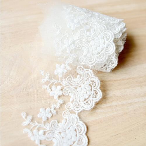 19yards/lot 8cm Mesh cotton embroidery Lace ribbon Dress edge decoration DIY Garment material Needlework sewing accessories 468