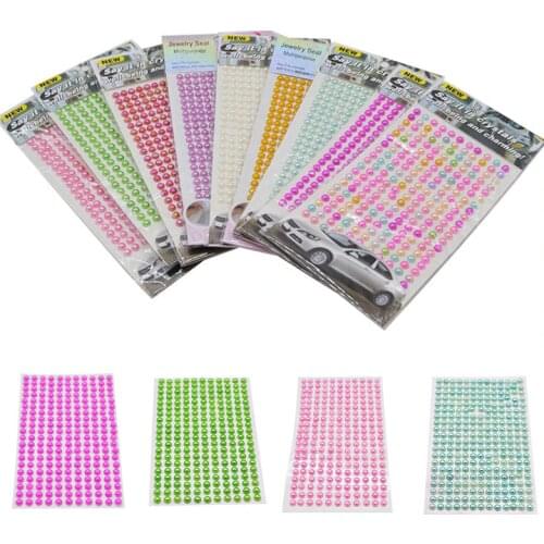 260pcs/set Fashion Sticker 6mm DIY Decal Pc Scrapbook Art Acrylic Rhinestone Self Adhesive Flatback Imitation Pearl Bead Sticker