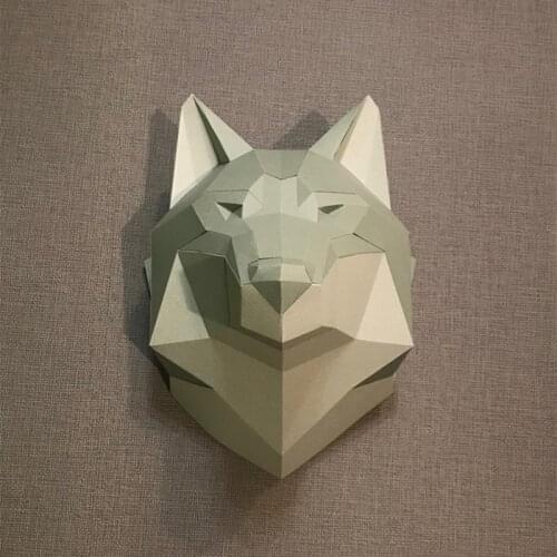 3D Paper Model Adult Toy Wolf Head Animal Home Decor Living Room Decor DIY Paper Craft Model Party Gift Low Poly Origami Jigsaw
