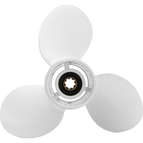White Marine Boat Outboard Propeller 9 1/4 x 8 Aluminum Alloy Right-hand Rotation 3 Blades For Yamaha 9.9-15-20HP