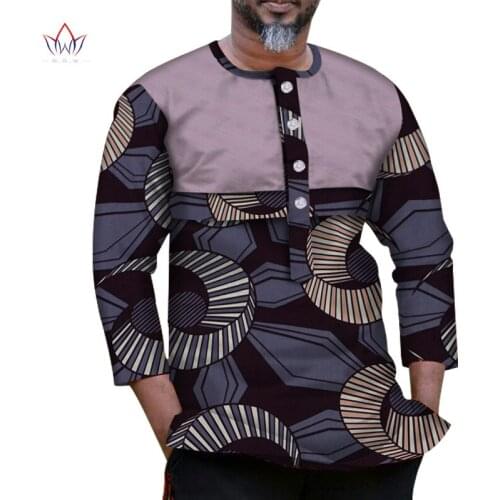 New Fashion Autumn African Wax Print Wrist Sleeve Top Shirts for Men Bazin Riche Shirts Dashiki African Style Clothing WYN1040
