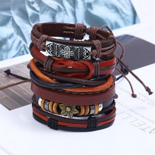 Bracelets & Bangles Women and Men Multilayer Leather Bracelets Jewelry Vintage Ethnic Gift Classic Accessories Charm Handmade