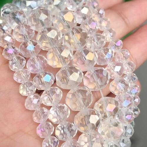 4/6/8/10/12mm Austria Crystal Beads AB White Faceted Crafts Loose Spacer Beads For Needlework Jewelry Making