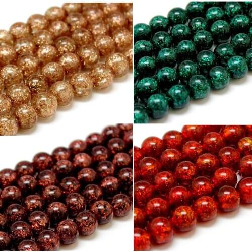 10pcs/lot 10/12mm Lampwork Glass Beads Luminous Beads with Shinning Sand Multi-color for Earring Necklace Bracelet Making