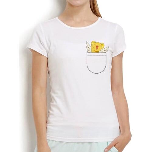 Cardcaptor Sakura cute Kero Chan in pocket funny anime t shirt women new white casual femme japan manga kawaii tshirt