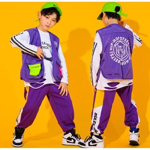 3 Pieces Kids Hip Hop Dancing Clothing Vest Sweatshirt Tops Tactical Cargo pants Boys Girls Jazz Dance Costume Wear Clothes