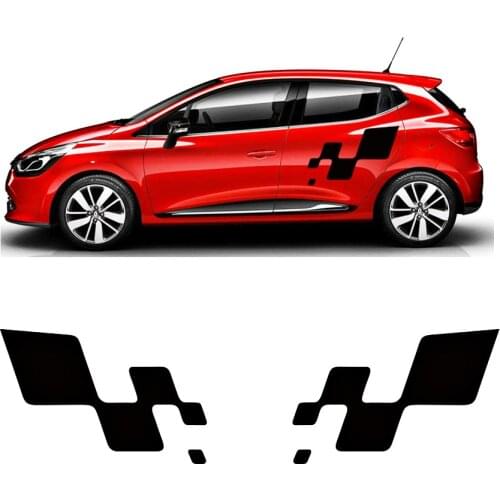 Car exterior 2 Pcs racing Gradient side stripe graphic Vinyl sticker for renault clio R.S campus