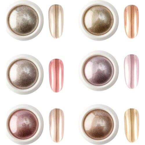 6 Colors Holographics Laser Aurora Solid Mirror Nail Glitter Powder Nails UV Gel Polish Pigment Nail Art Decorations Accessories