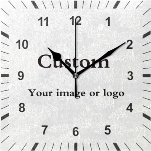 Custom Your Own Square Wall Clock Quiet Battery Operated Wall Watch Silent Non Ticking High Quality Tailor-made Home Decor Clock