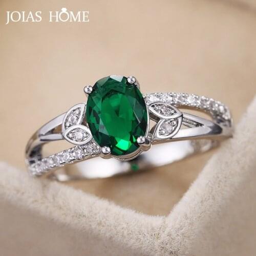 JoiasHome Trendy Female Silver 925 Jewelry Gemstones Ring For Women Green Blue White AAA Zircon Size6-10 Anniversary Party Gift