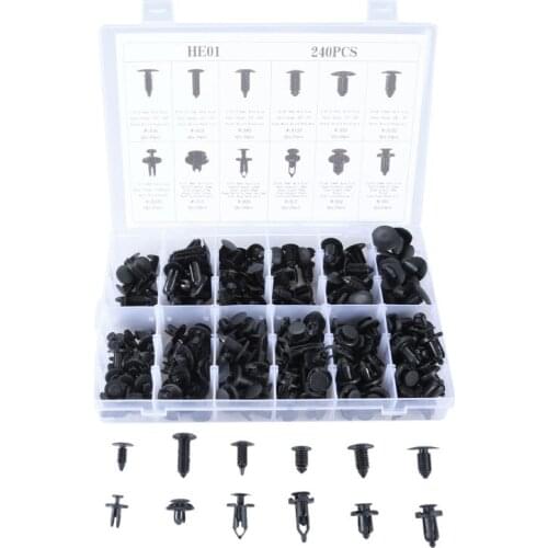 240Pcs Push Retainer Clips Kit,Great Assortment of Push Type Retainers Fits for GM Ford Toyota Honda Chrysler with Plastic box