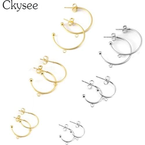 6pcs Stainless Steel Earring Hooks C- Shaped Earring Pendant Accessories Ear Pin DIY Handmade Earring Jewelry Making Findings