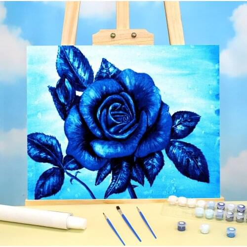 Natural Scenery Roses Are Blue Painting By Numbers Package Acrylic Paints 50*70 Paiting By Numbers Loft Wall Handiwork