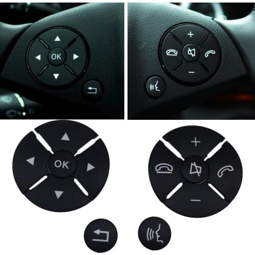 Black Interior Steering Wheel Button Switch Trim Cover Sticker For Mercedes Benz C E S GLK Class W204 W212 W221 X204 C200 C250