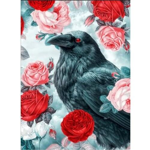 Bird Diamond Mosaic Sale Diamond Embroidery crow Flower Pictures Diamond Painting Full Square round New Arrival Rhinestones art