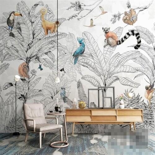 Custom 3D Wallpaper Mural Tropical Rainforest Animals and Plants Wallpaper Living Room Background Wall Decoration Wallpaper