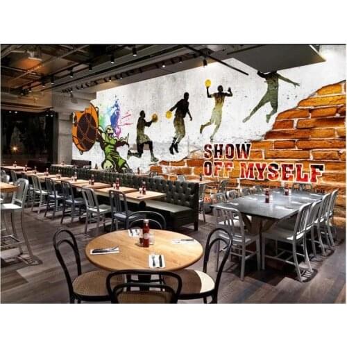 Custom mural on the wall 3d photo wallpaper Brick wall basketball graffiti bar home decor living room wallpaper for wall 3 d