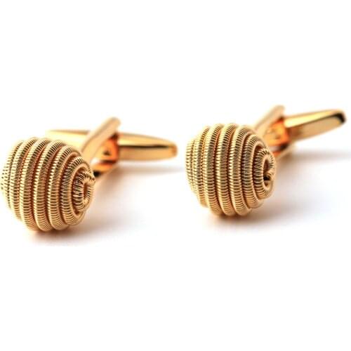 New Best Selling Classic Linen Flower Color Style Gold-Plated Metal Cuff Link Men and Women French Cuff