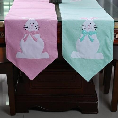 New 2021 Easter Rabbit Printing Sewing Technology Fabric Placemat Table Runner Tablecloth Home Chair Stool Cover Decorations