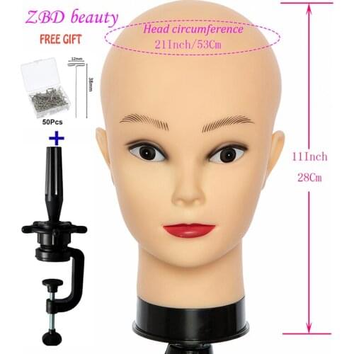 Wig Display Training Head Female Bald Mannequin Head Wig Stand Doll head For Make Up Practicing African Training Manikin Head