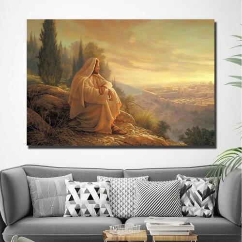 Jesus Christ Sat Quietly Canvas Prints Picture Modular Paintings For Living Room God Poster On The Wall Home Decor