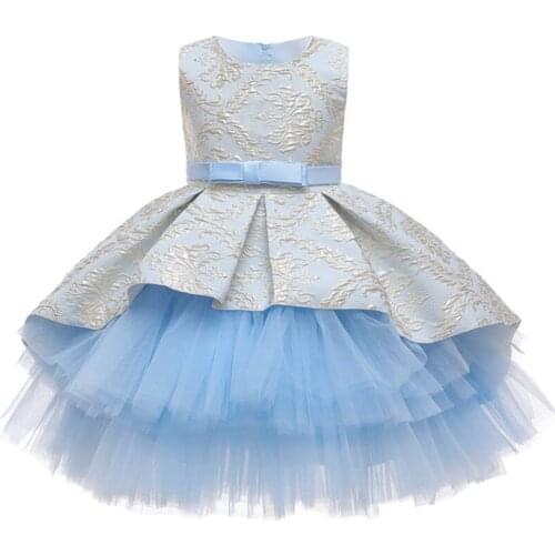 Baby girl dress retro flower gauze dress lace jacquard wedding princess dress tutu girl birthday party dress girl ballet dress