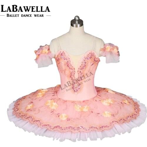 Performance Stage Tutu Dress BT8978 Pink Flower Fairy Women Adult Professional Ballet Tutu Swan Lake Costumes Ballerina