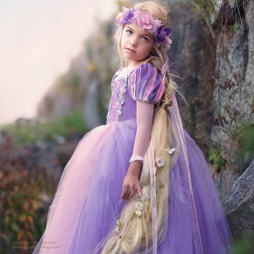 Girls Rapunzel Dress Princess Costume for Girl Kids Cosplay Sofia Vestidos Gown Child Purple Halloween Birthday Party Dresses
