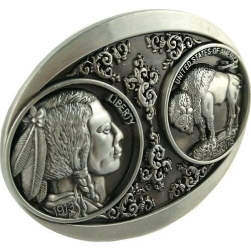 Indian Buffalo Belt Buckle 3D Coin Western Cowboy Classic