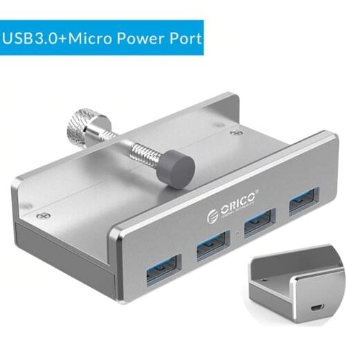 ORICO MH4PU-P Aluminum Alloy Chassis Back Clip USB3.0 4 Ports HUB Splitter Type-A to Type-A Adapter for Notebook Computer Laptop