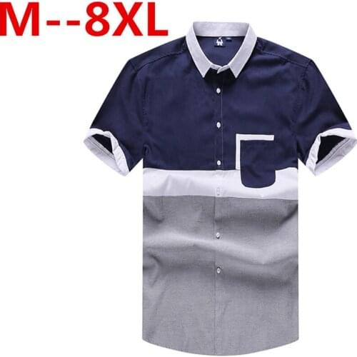 10XL 9XL 8XL 7XL Summer Mens Linen Shirts Tops Solid Color Dress Short Sleeve Shirts Blue Casual Linen Man Brand
