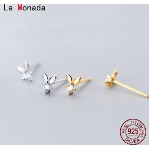 La Monada Stud Earrings For Women Silver 925 Minimalist Rabbit Ear Fine Women Earrings Jewelry Stud Earrings 925 Sterling Silver